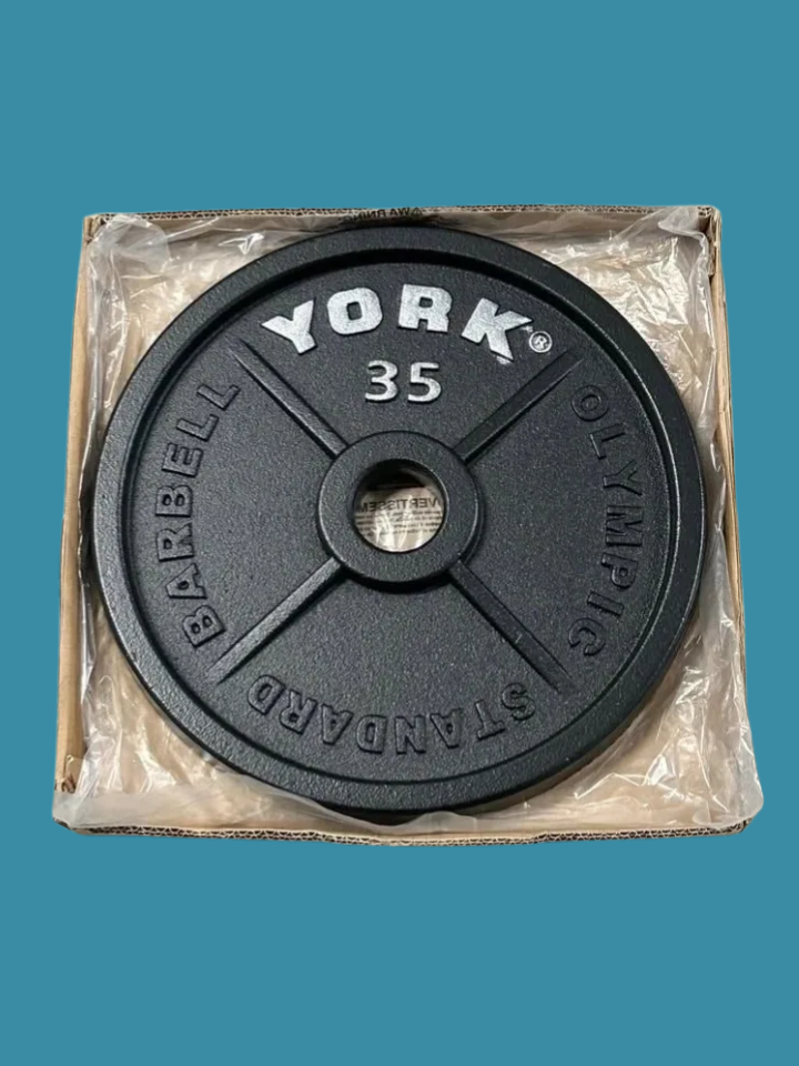 Ensemble de plaques en métal de marque York totalisant 155 livres neuves (2 x 2.5-5-10-25-35 livres)