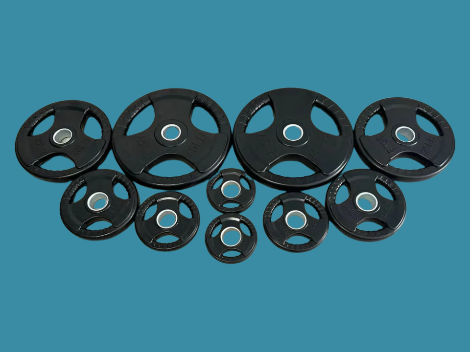 Ensemble neuf incluant barre olympique polyvalente Atlantis + 175lbs de plaques Tri Grip Classiques et collets à verrouillage hexagonal